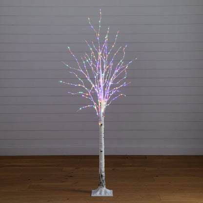 Pre-Lit Birch Tree and 400 Color Changing Lights