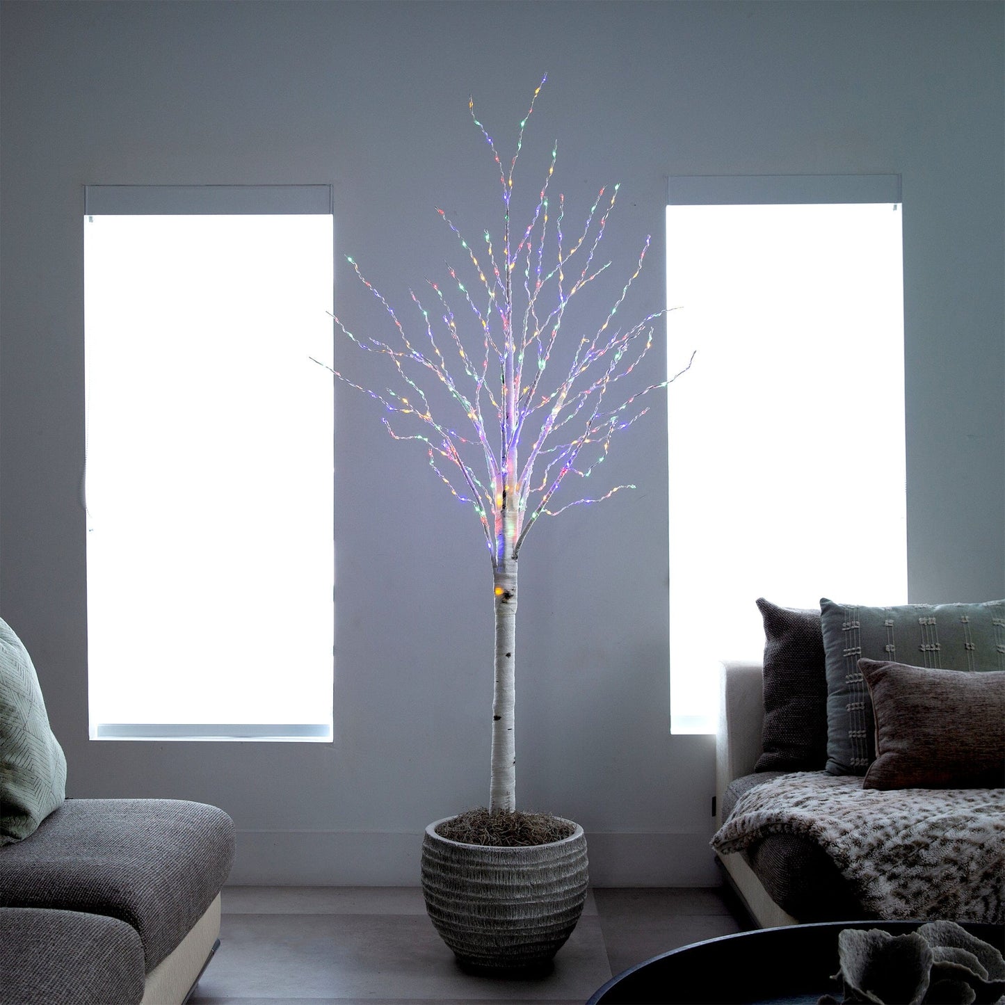 Pre-Lit Birch Tree and 400 Color Changing Lights