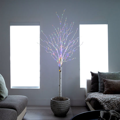 Pre-Lit Birch Tree and 400 Color Changing Lights