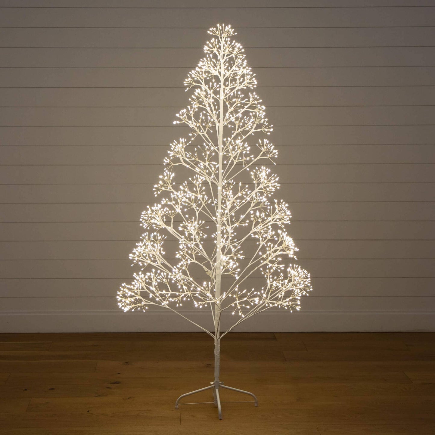 Nearly Natural 6' Pre-Lit White Starburst Tree with 1680 Fairy Warm White LEDs on metal stand on Tampa Home & Garden Store