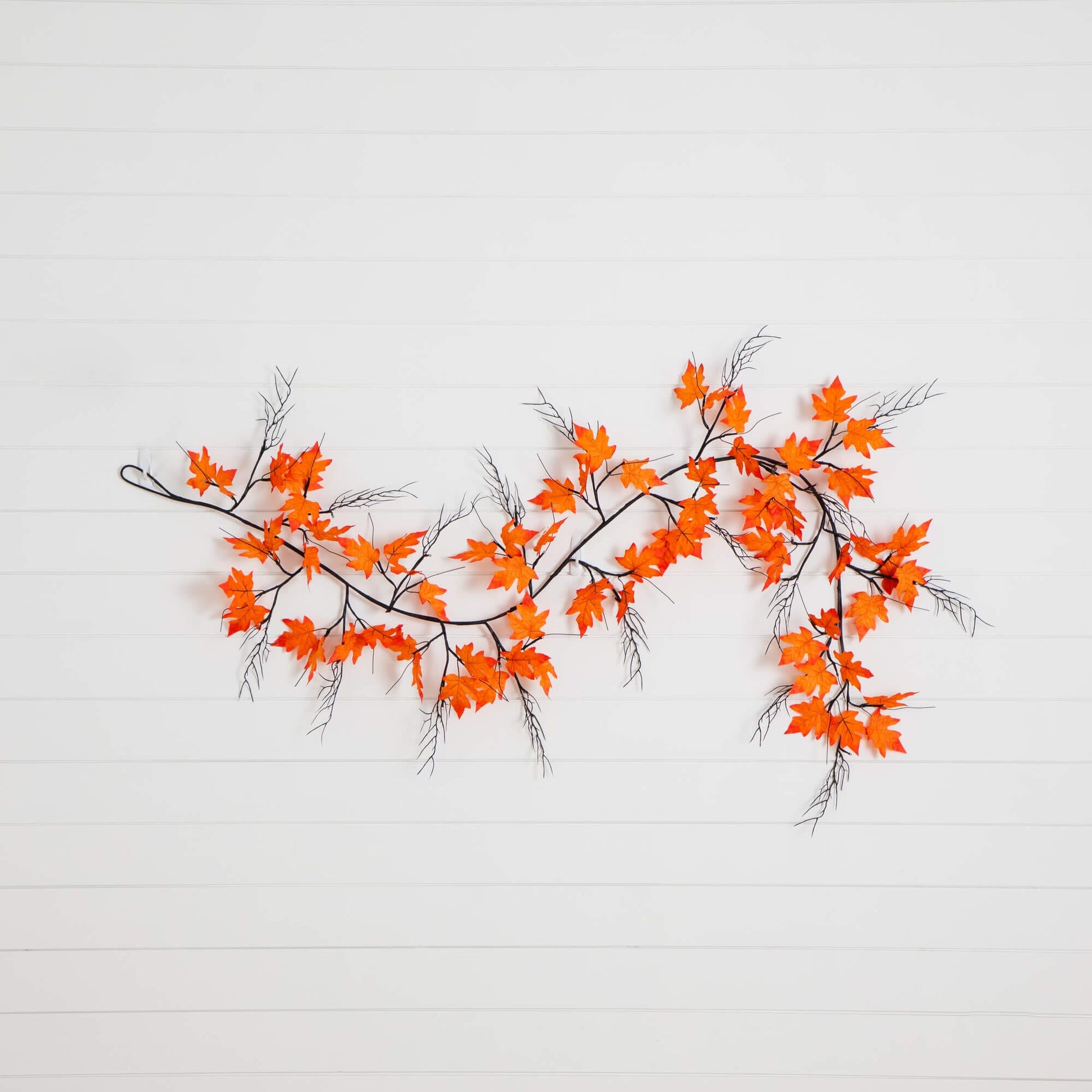 6' Nearly Natural Autumn Maple Garland with orange leaves on dark branches on Tampa Home & Garden Store