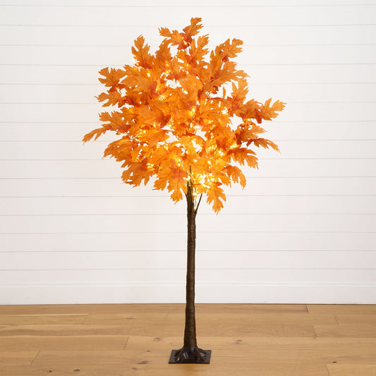 6’ Pre-Lit Autumn Maple Artificial Fall Tree with 300 Warm White LED Lights - Tampa Home & Garden Store