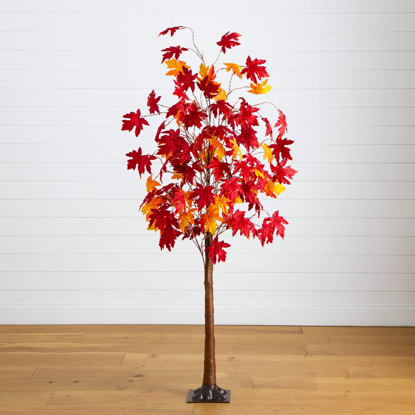 6 ft pre-lit Autumn Weeping Maple artificial tree with red/orange leaves and 300 white LEDs on Tampa Home & Garden Store