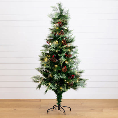 6 Foot Artificial Tree and Warm LED Lights