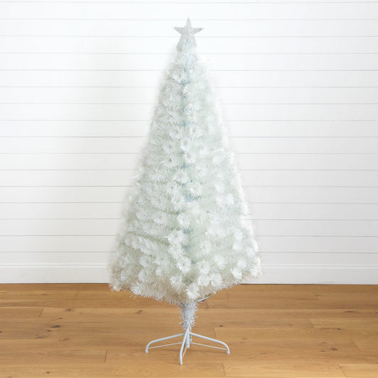 6' pre-lit fiber optic white Christmas tree with star topper Nearly Natural on Tampa Home & Garden Store