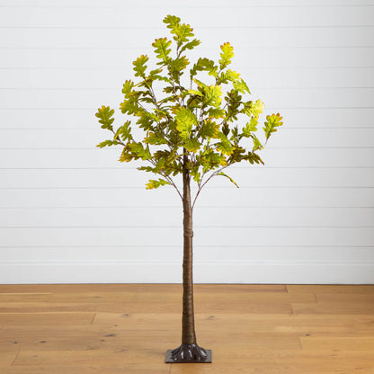 6' Nearly Natural pre-lit green autumn oak artificial tree with 250 warm white LED lights on Tampa Home & Garden Store