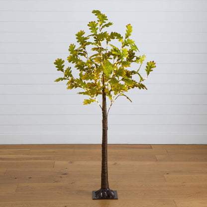 6' pre-lit green Autumn Oak artificial tree by Nearly Natural with 250 warm white LEDs, on Tampa Home & Garden Store