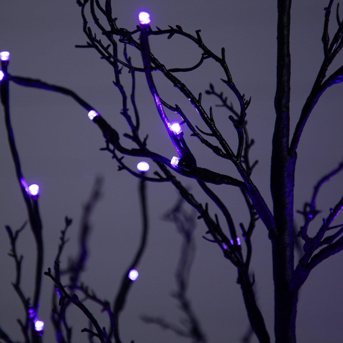 6’ Pre-Lit Halloween Black Twig Artificial Tree with 300 Orange & Purple LED Lights