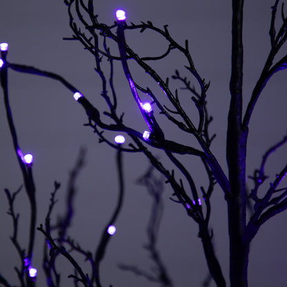 6’ Pre-Lit Halloween Black Twig Artificial Tree with 300 Orange & Purple LED Lights