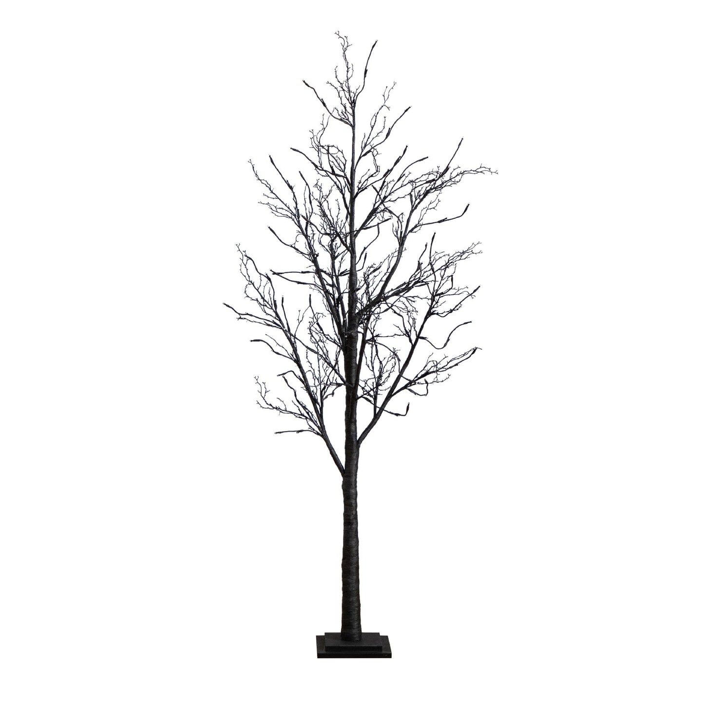 6’ Pre-Lit Halloween Black Twig Artificial Tree with 300 Orange & Purple LED Lights