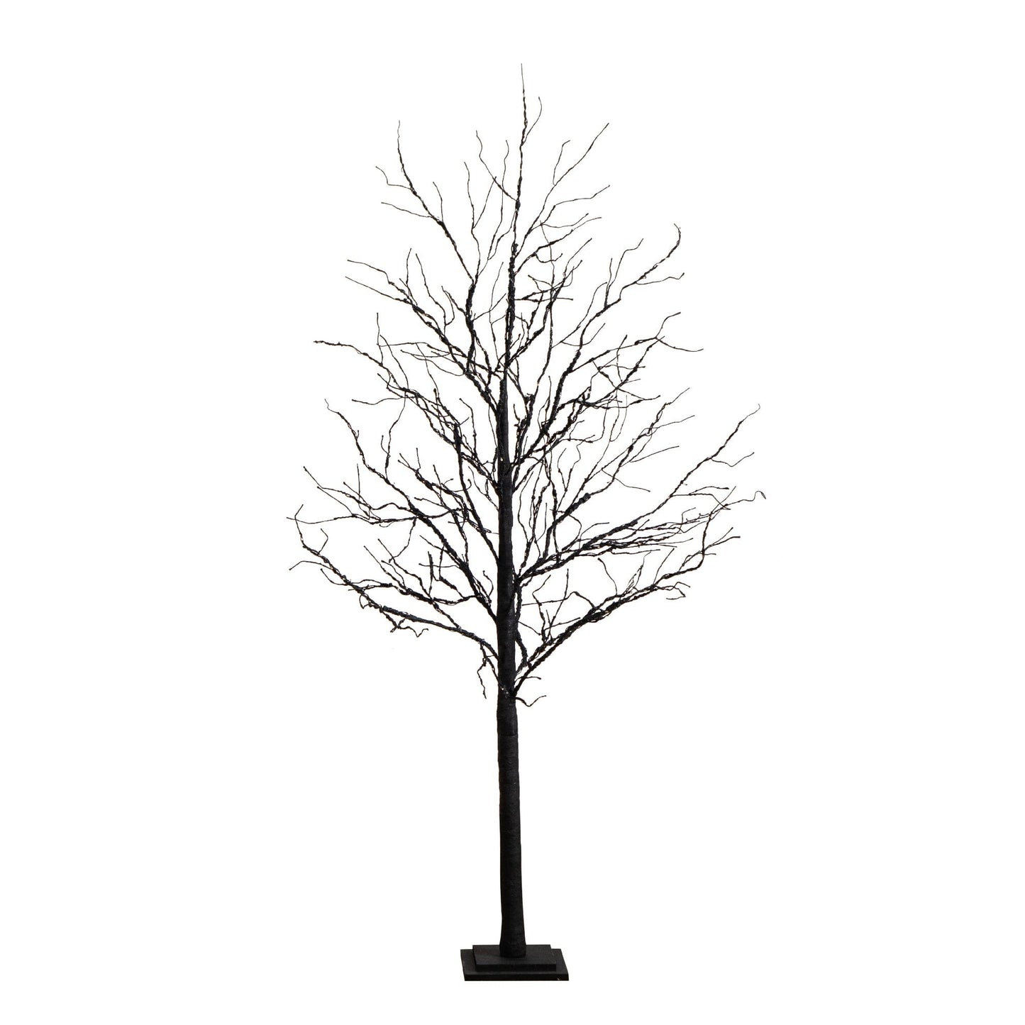 Árbol artificial de lujo de ramas negras de 1,8 m para Halloween, preiluminado con 156 luces LED naranjas y moradas