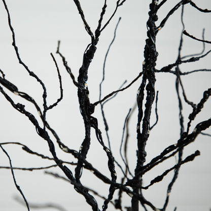 Árbol artificial de lujo de ramas negras de 1,8 m para Halloween, preiluminado con 156 luces LED naranjas y moradas