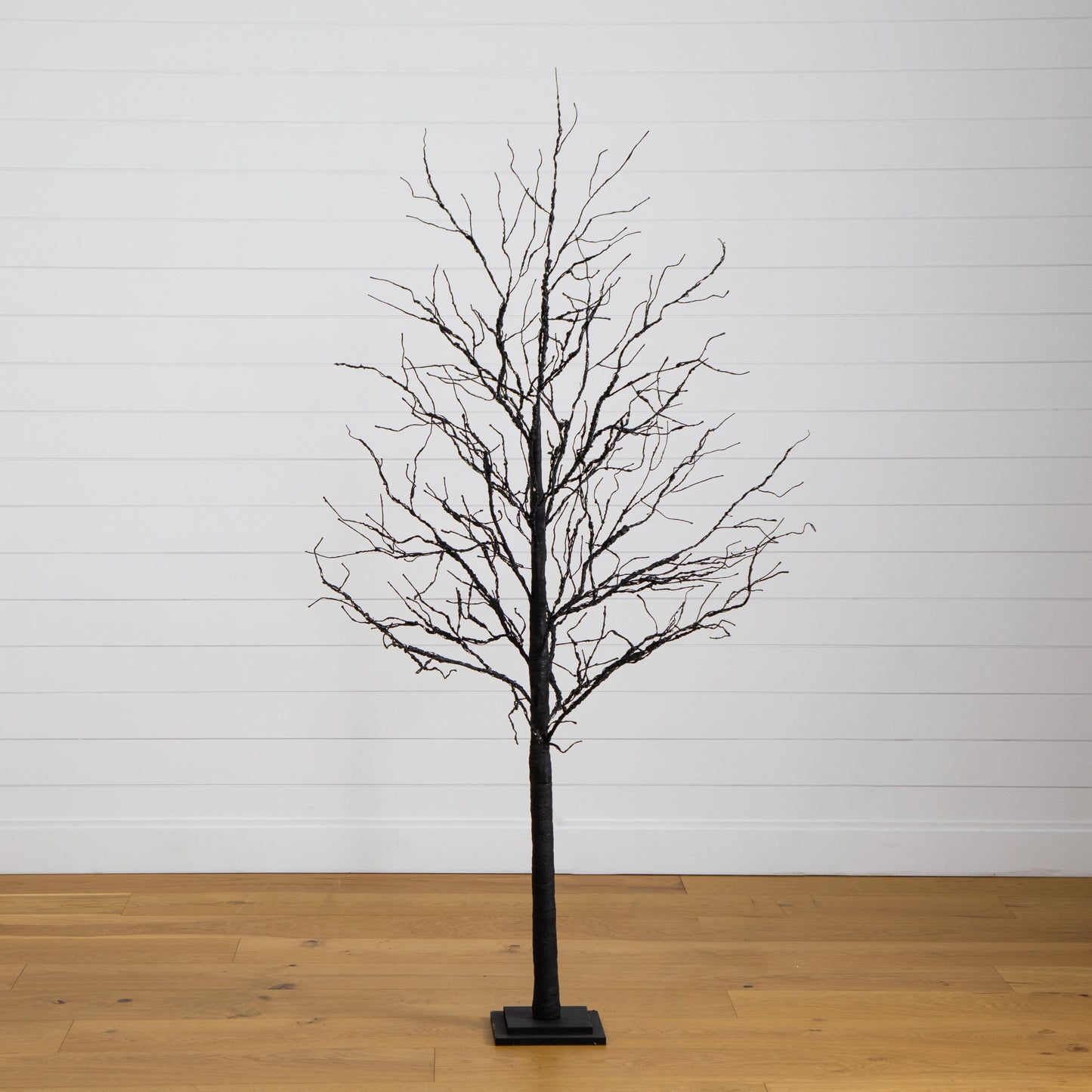 Árbol artificial de lujo de ramas negras de 1,8 m para Halloween, preiluminado con 156 luces LED naranjas y moradas