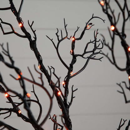 6’ Pre-Lit Halloween Minimalist Twig Artificial Fall Tree with 320 Orange & Purple LED Lights