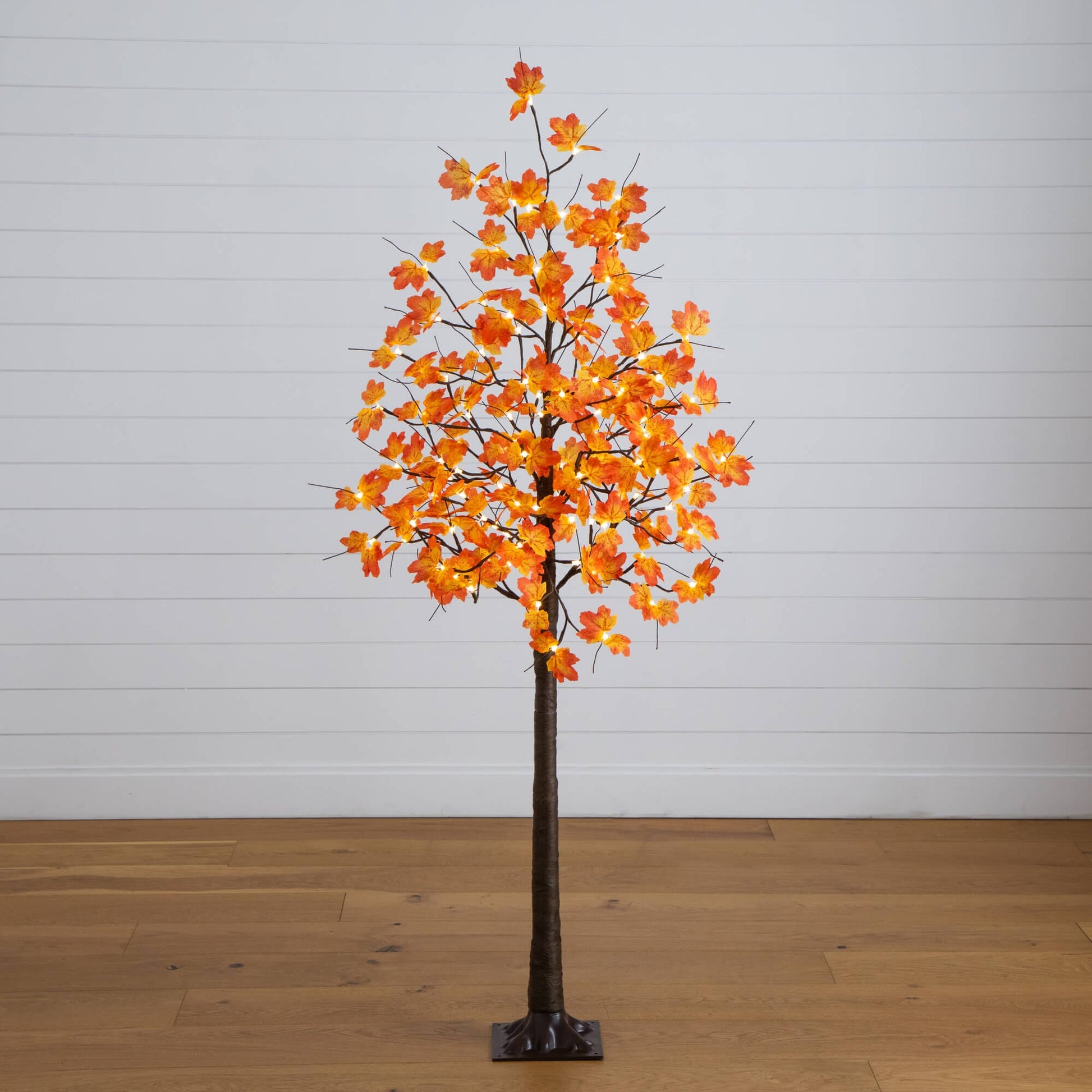 6' Pre-Lit Autumn Maple Artificial Tree with 120 warm white LEDs, orange leaves. Nearly Natural on Tampa Home & Garden Store