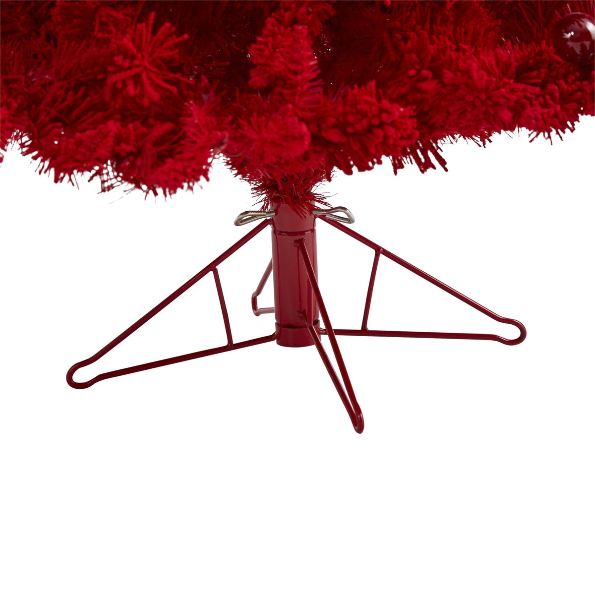 6' Red Flocked Fraser Fir Artificial Christmas Tree with 350 red lights 748 branches Nearly Natural on Tampa Home & Garden Store