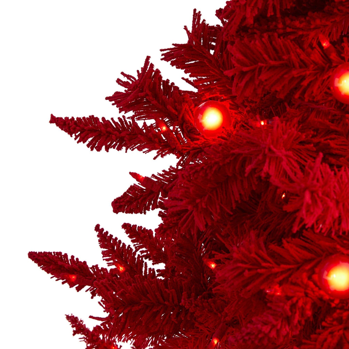 Christmas tree Nearly Natural 6 ft red flocked Fraser fir with 350 red lights and 748 bendable branches on Tampa Home & Garden Store