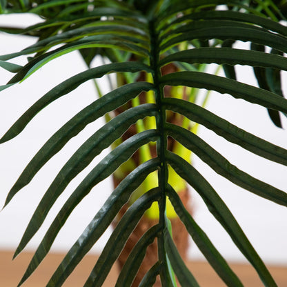 6' Robellini Palm Artificial Tree fronds close-up, Nearly Natural, dark green slender leaves on display on Tampa Home & Garden Store