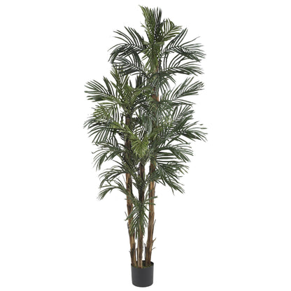 6' Robellini Palm Silk Tree artificial tree with lush green fronds in a black pot on Tampa Home & Garden Store