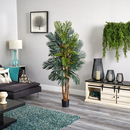 6ft Nearly Natural Robellini Palm Silk Tree in a black planter with lush green fronds on Tampa Home & Garden Store