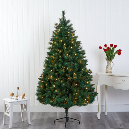 6' Rocky Mountain Mixed Pine artificial Christmas tree with 300 LED lights, Nearly Natural on Tampa Home & Garden Store