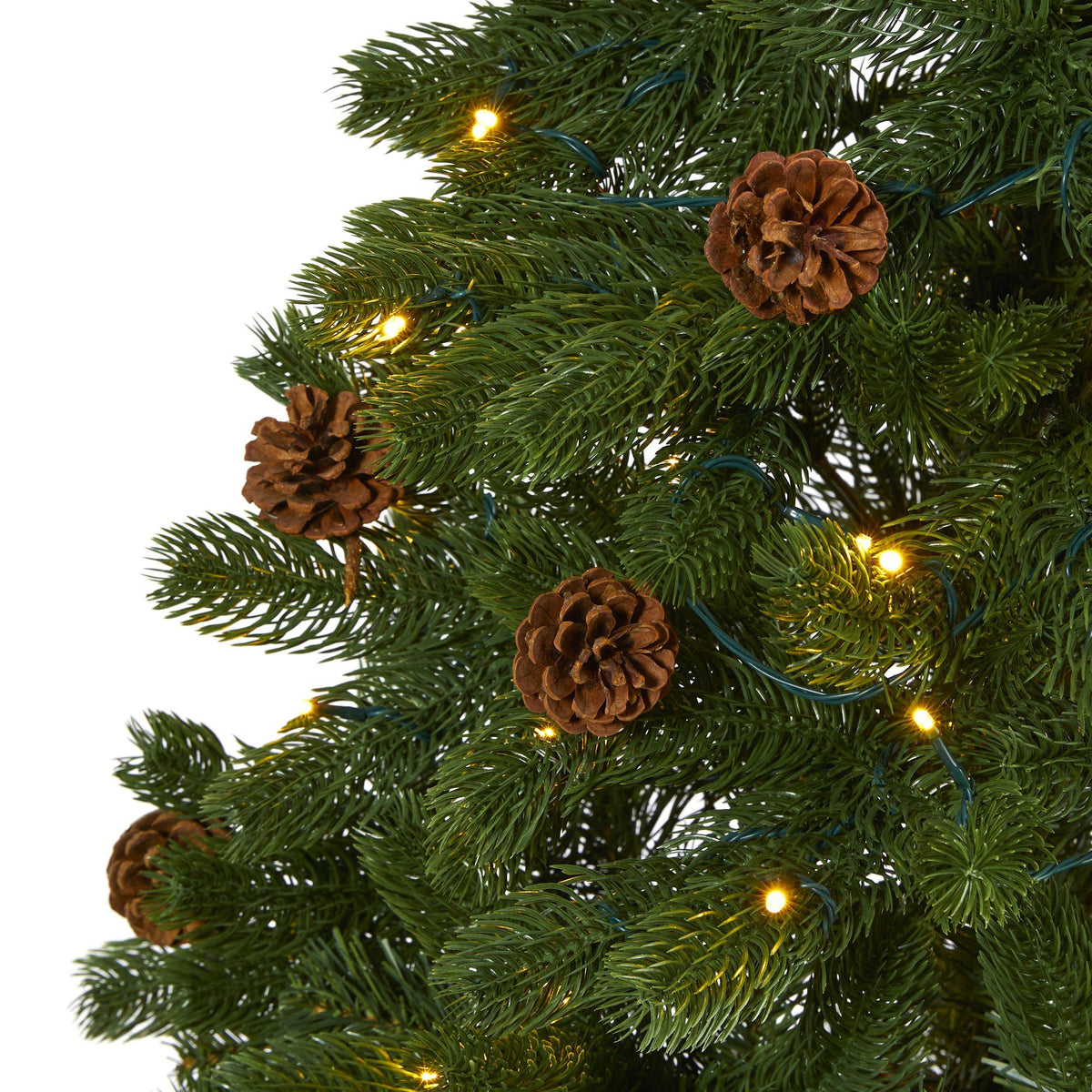6 ft Rocky Mountain Spruce artificial Christmas tree with pinecones and LED lights on Tampa Home & Garden Store