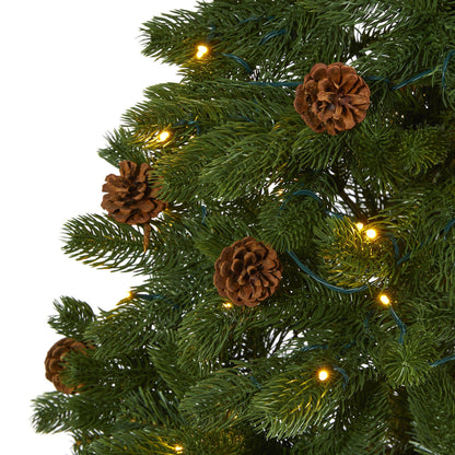 6 ft Rocky Mountain Spruce artificial Christmas tree with pinecones and LED lights on Tampa Home & Garden Store