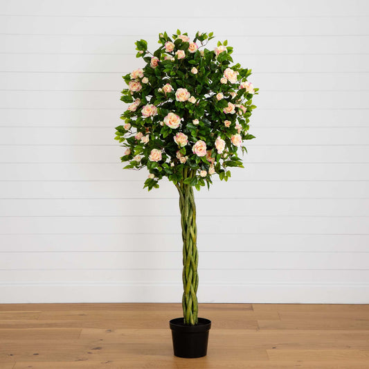 6’ Rose Artificial Tree with Woven Trunk - Tampa Home & Garden Store