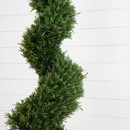 6' Rosemary Spiral Tree Nearly Natural indoor/outdoor with green leaves and pink buds on Tampa Home & Garden Store