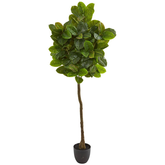 6ft Rubber Leaf Artificial Tree Real Touch by Nearly Natural in dark pot on Tampa Home & Garden Store