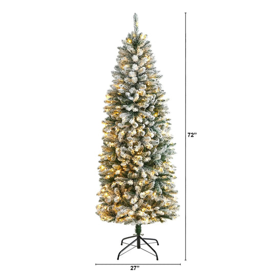 6 ft slim flocked Montreal Fir artificial Christmas tree with 250 lights Nearly Natural on Tampa Home & Garden Store