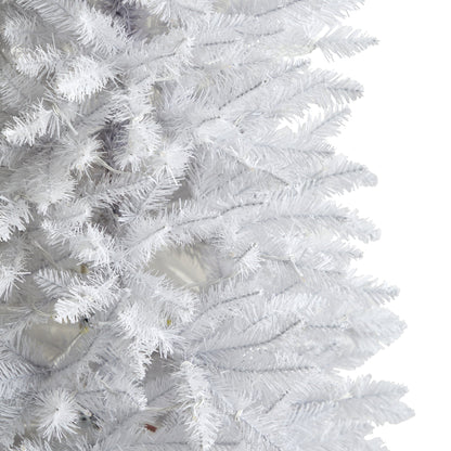 6’ Slim White Artificial Christmas Tree with 250 Warm White LED Lights and 743 Bendable Branches