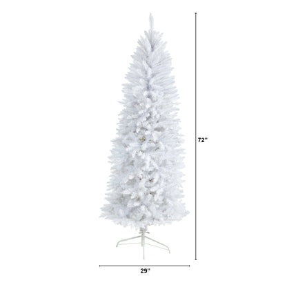 6 ft slim white artificial Christmas tree by Nearly Natural with 743 bendable branches on stand on Tampa Home & Garden Store