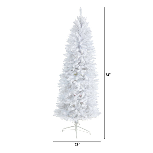 6 ft slim white artificial Christmas tree by Nearly Natural with 743 bendable branches on stand on Tampa Home & Garden Store