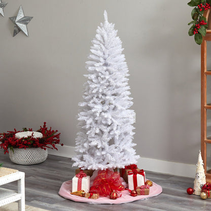 6’ Slim White Artificial Christmas Tree by Nearly Natural with 743 bendable branches on Tampa Home & Garden Store