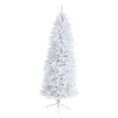 6 ft Slim White Artificial Christmas Tree with 743 Bendable Branches by Nearly Natural on Tampa Home & Garden Store