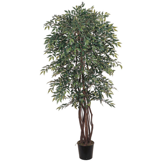 6 ft Smilax Silk Tree by Nearly Natural with multiple trunks and lush green leaves in a black planter on Tampa Home & Garden Store