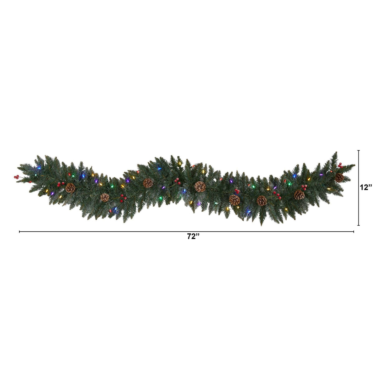 Garland Nearly Natural 6' snow-dusted Christmas with 50 LED lights, berries and pinecones on Tampa Home & Garden Store