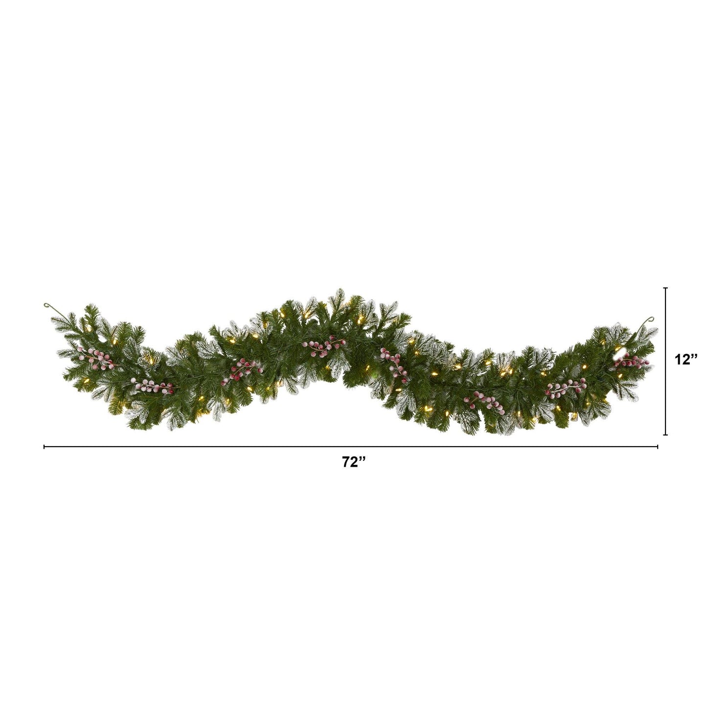 6' Snow Tipped Artificial Christmas Garland with warm white LED lights and berries on Tampa Home & Garden Store