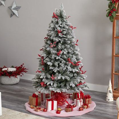 6' Snow Tipped Norwegian Fir Pre-Lit Tree with 200 LED Lights, 50 LED Globe Lights