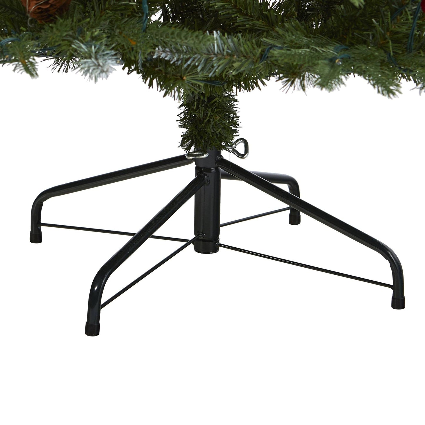 6 ft Portland Spruce artificial Christmas tree with snow-tipped needles on a black metal stand on Tampa Home & Garden Store
