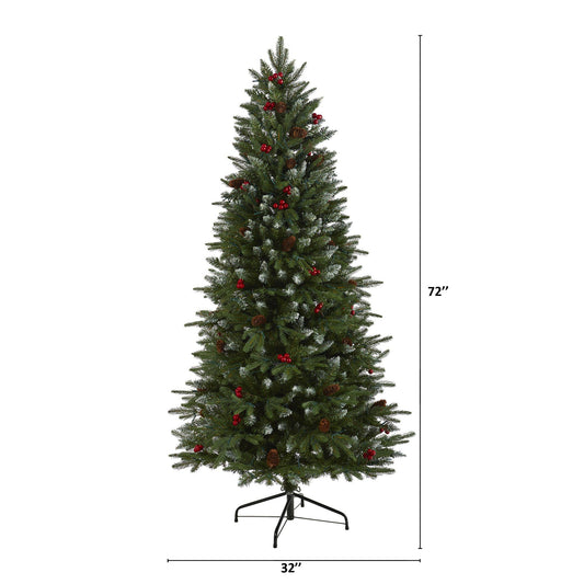 Nearly Natural 6' Snow Tipped Portland Spruce artificial Christmas tree with 300 LED lights on Tampa Home & Garden Store