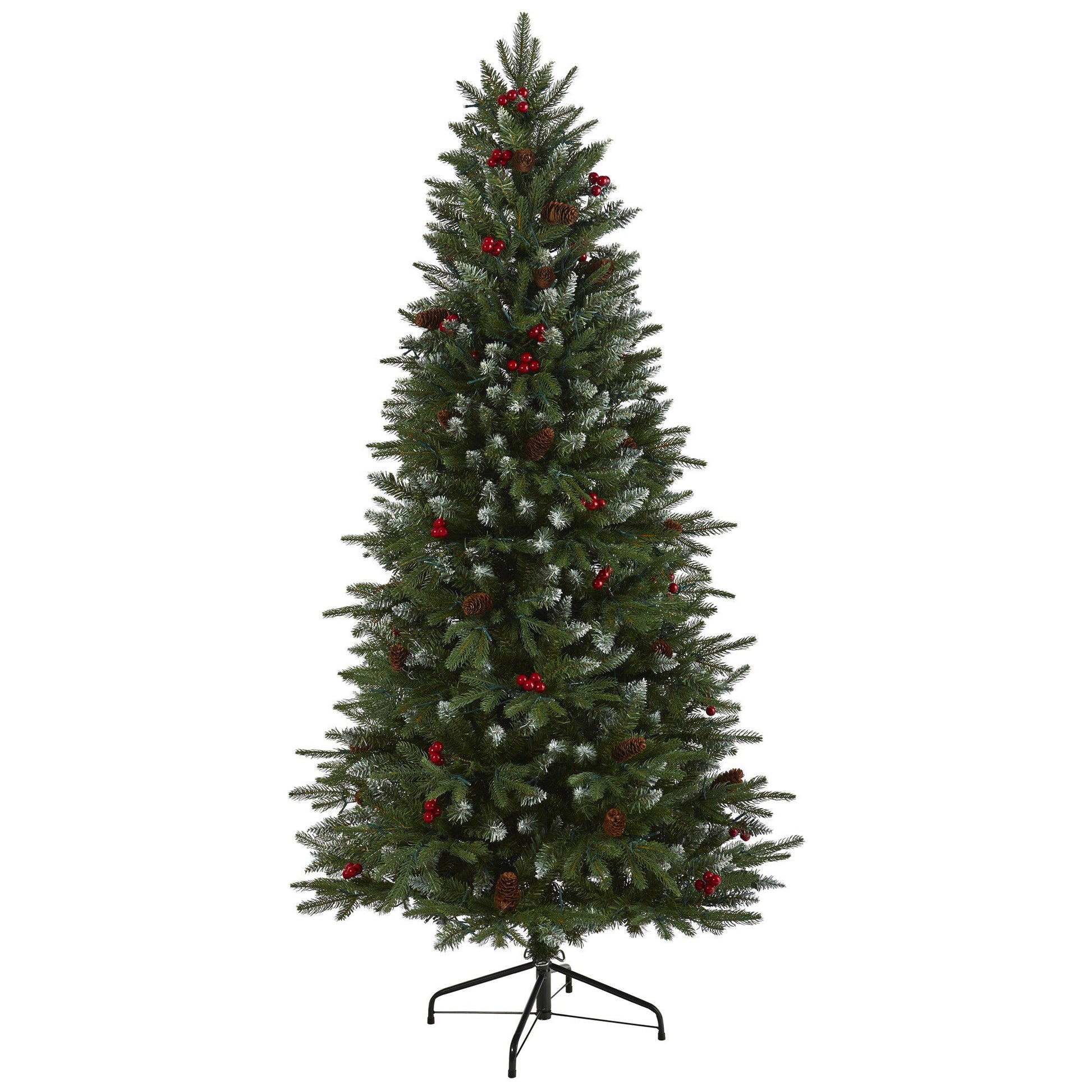 6' Snow Tipped Portland Spruce Christmas tree with frosted berries and pinecones 300 lights on Tampa Home & Garden Store