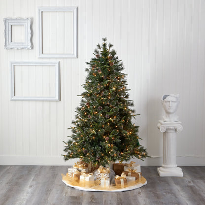 Christmas tree Nearly Natural 6 ft Snowed-Tipped Clermont mixed pine with 250 LED lights on Tampa Home & Garden Store