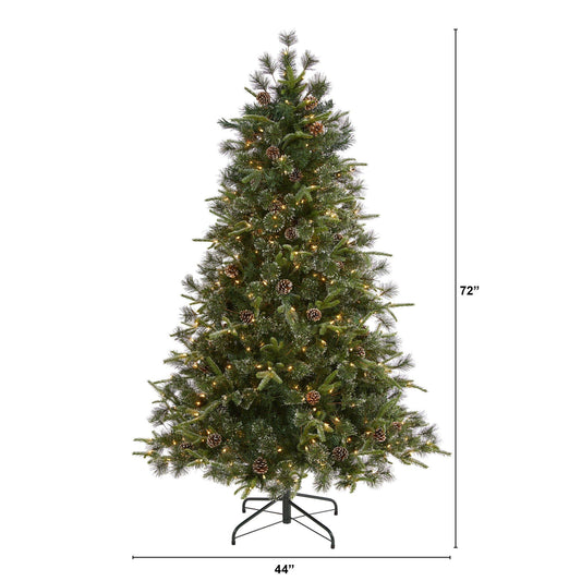 6 ft Clermont Pine Artificial Christmas Tree by Nearly Natural with 250 LED lights and cones on Tampa Home & Garden Store