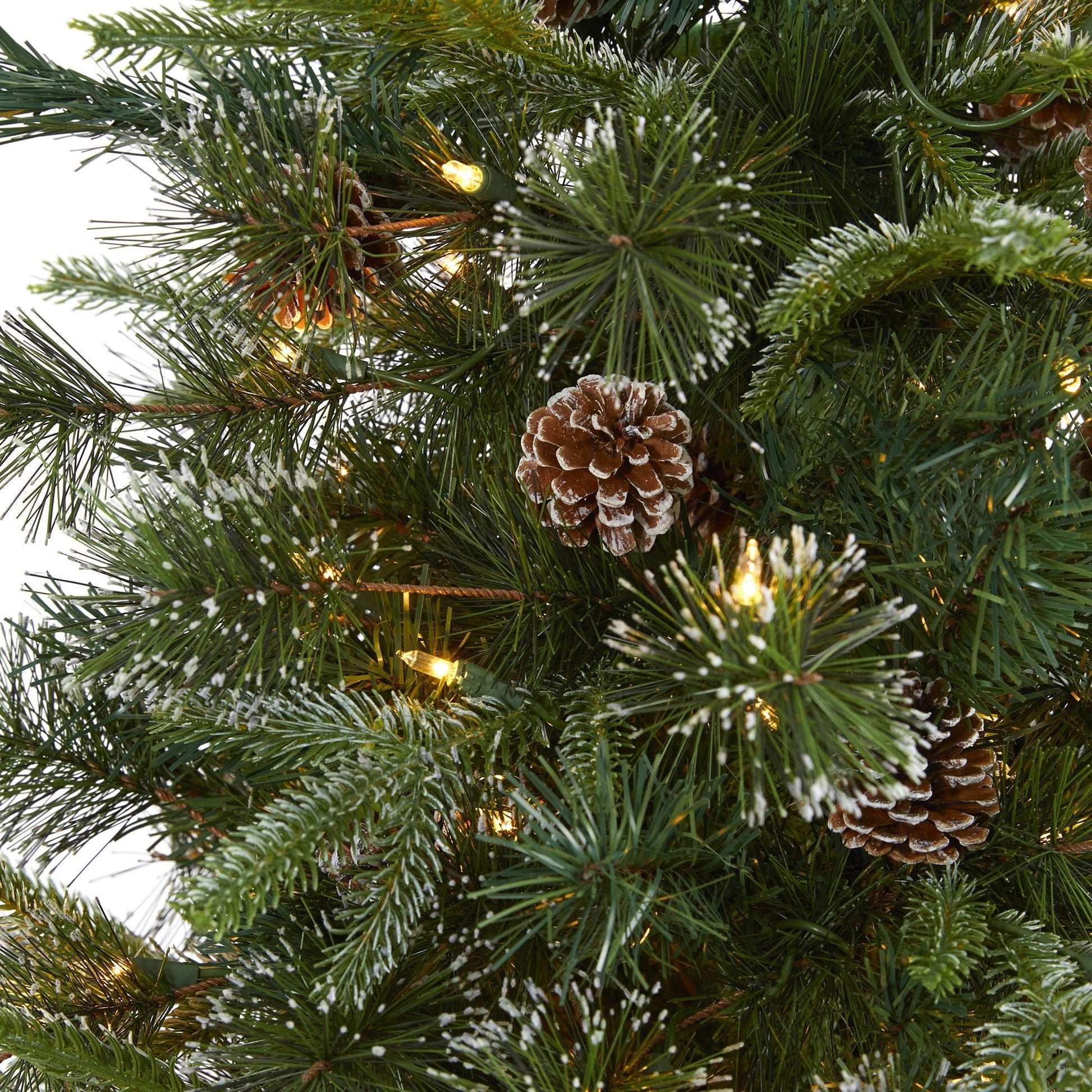 Christmas tree Nearly Natural 6 ft Tipped Clermont with 250 LEDs, cones, flexible branches on Tampa Home & Garden Store