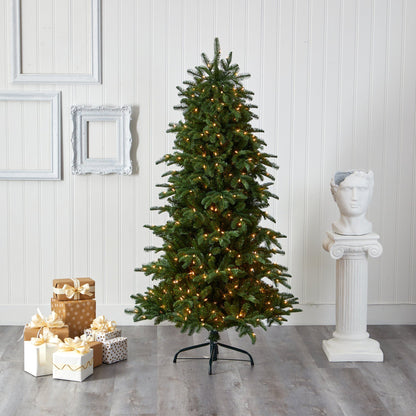 6ft Nearly Natural Fir Christmas Tree with 450 clear lights and 1598 bendable branches on Tampa Home & Garden Store