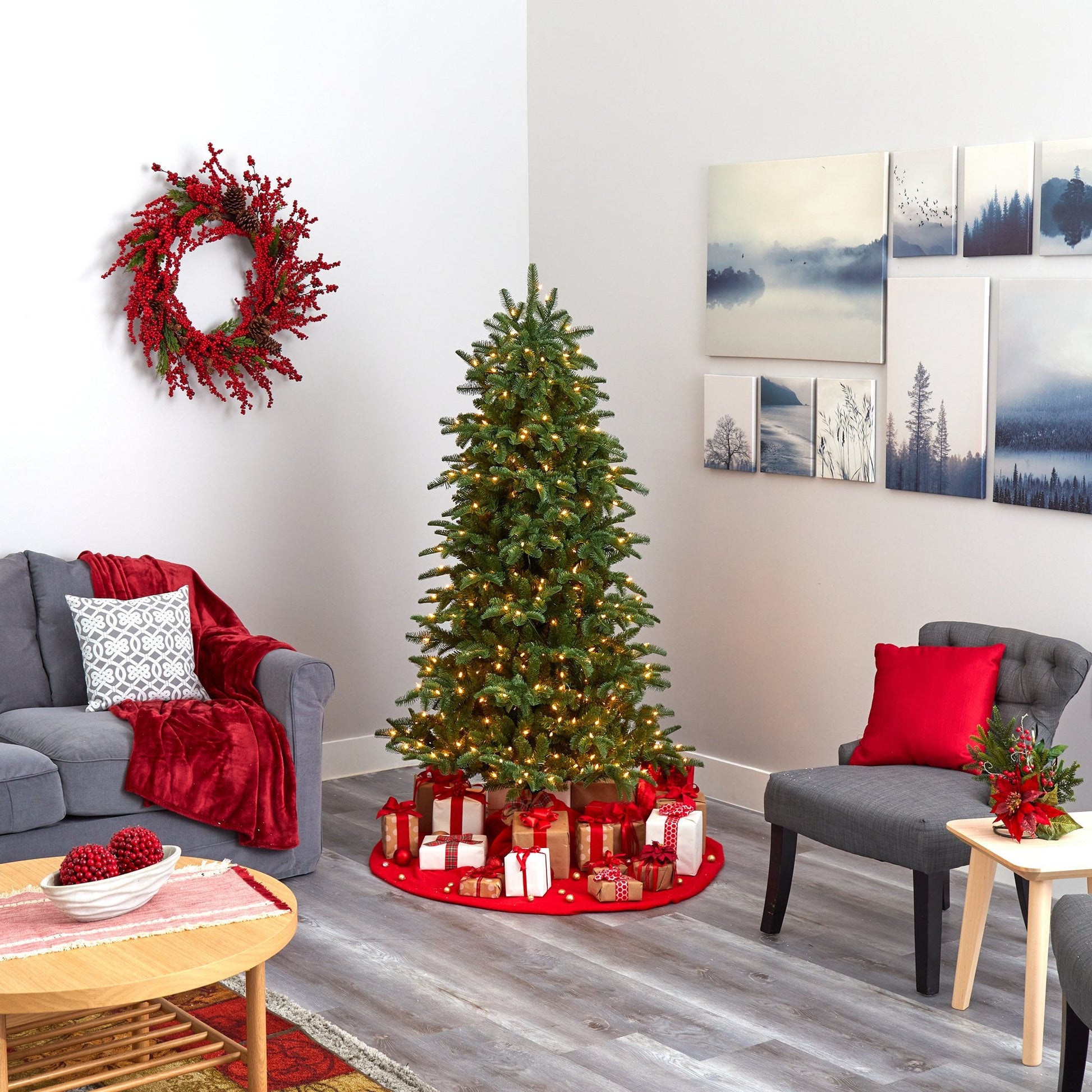 Christmas Tree Nearly Natural 6’ SC Fir with 450 clear lights and 1598 bendable branches on Tampa Home & Garden Store