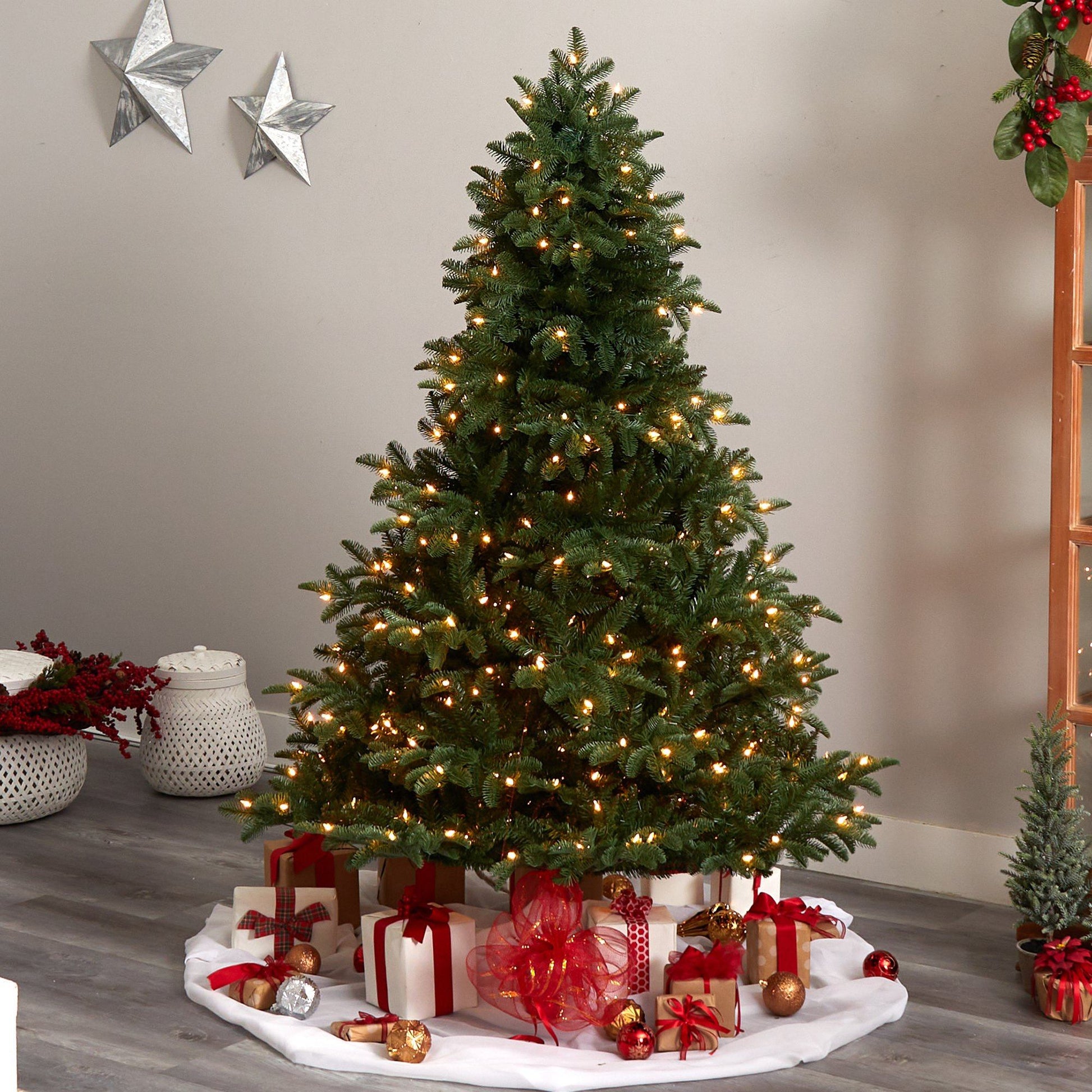 6’ South Carolina Spruce Christmas Tree Nearly Natural green with 400 warm white lights on Tampa Home & Garden Store