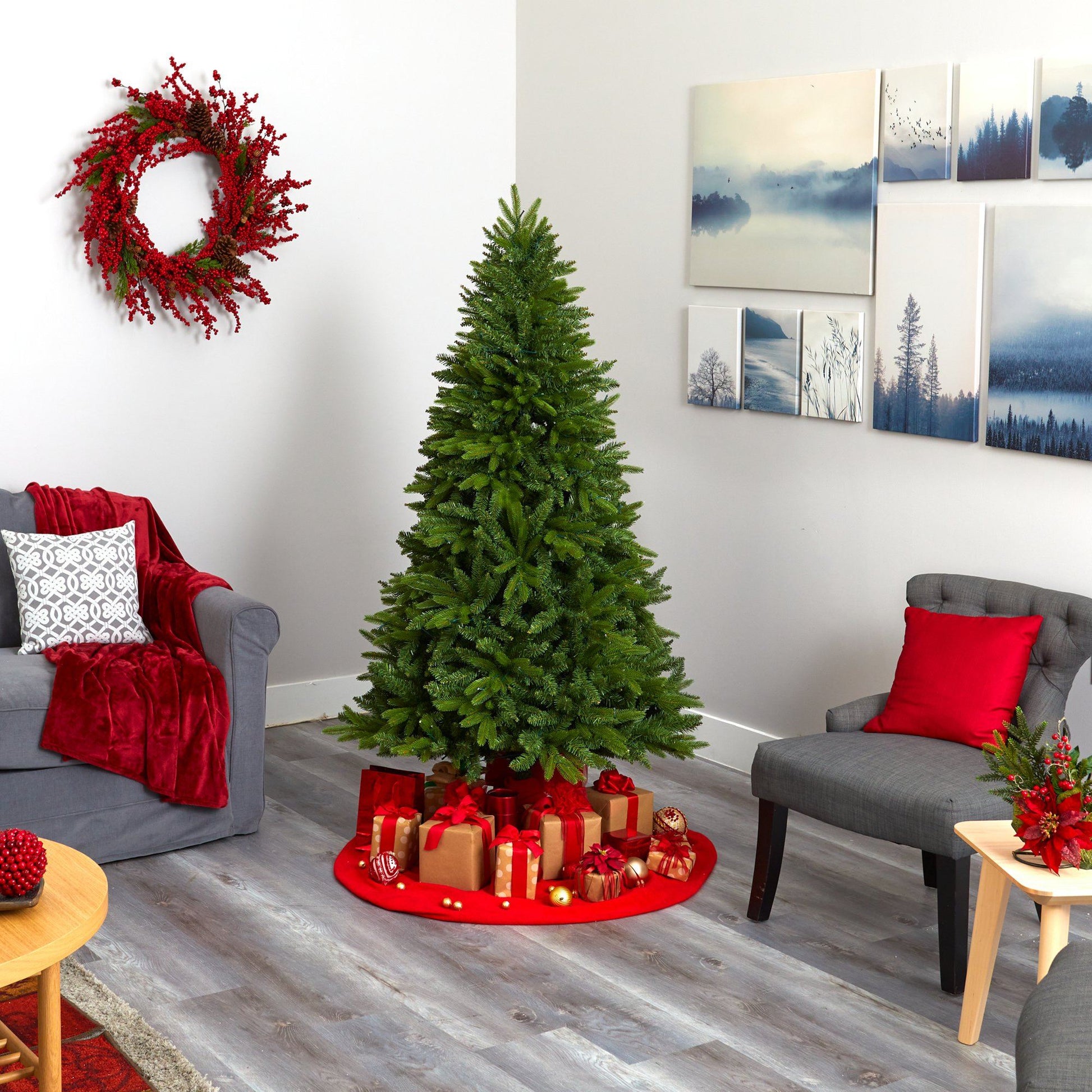 Nearly Natural 6' Sun Valley Fir artificial Christmas tree with 300 clear LED lights on Tampa Home & Garden Store
